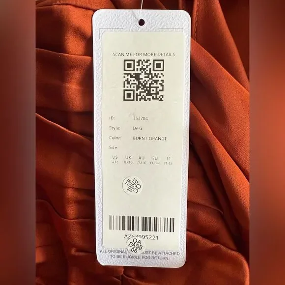 AZAZIE Desi Sheath Halter Corset Stretch Satin Dress Orange Size 12 NWT - Picture 10 of 11